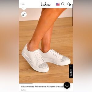 Lulus White rhinestone platform sneaker tennis shoes